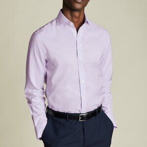 Charles Tyrwhitt Men's Dress Shirt 15.5 / 35 Lilac Slim-Fit Spread Collar